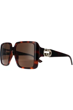 Gucci Square Womens Dark Havanna mit Gold dunkelbraun GG1692S