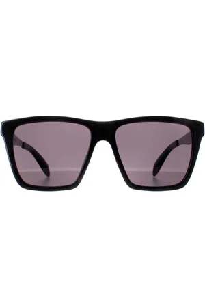 Alexander McQueen AM0352S 001 GlÃ¤nzende schwarze und dunkelchromgraue Sonnenbrille