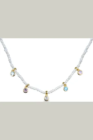 Luxenter Tibar-Halskette aus 925er Sterlingsilber und weißer Perle mit 18 Karat Gelbgoldplattierung