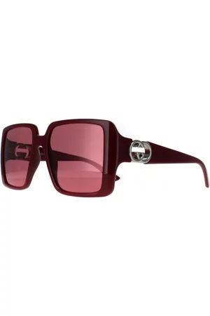 Gucci Square Womens Burgund mit Silber mit Silber Spiegel GG1692S