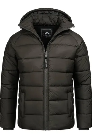 Arctic Herren Steppjacke wind- und wasserabweisende Winterjacke mit Kapuze Dunkelgrau