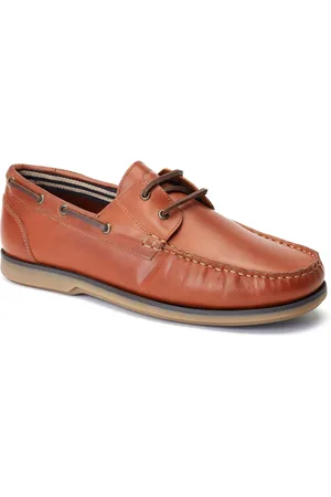Base London Stern Herren Bootsschuhe aus gebranntem Tan-Leder