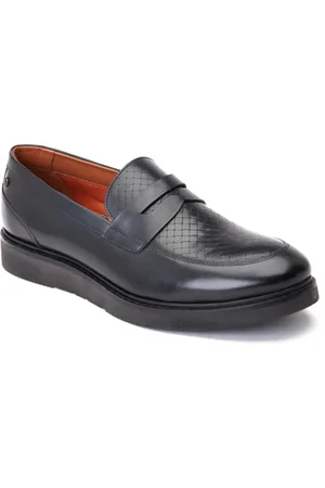 Base London Sid Leder Herren schwarze Mokassins
