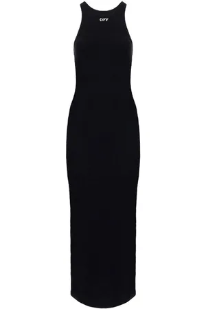 OFF-WHITE Basic geripptes schwarzes Kleid