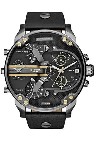 Diesel DZ7348 Mr. Daddy 2.0 Schwarzes Zifferblatt Schwarzes Leder Herrenuhr