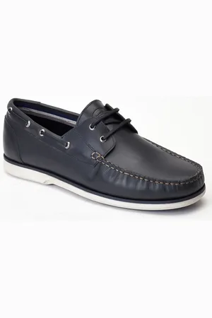 Base London Stern Leder Herren Dunkelblaue Bootsschuhe