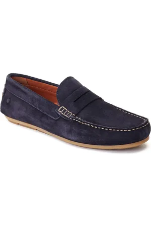 Base London Collins Herren Mokassins aus Leder in Marineblau