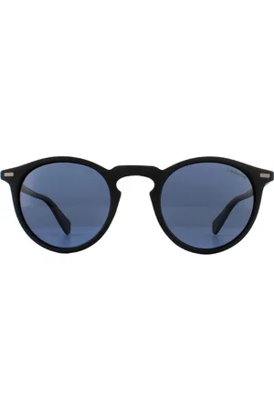 Polaroid Runde Mens Matte Grau Polarisierte Sonnenbrille