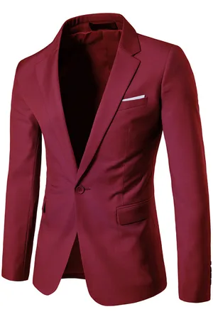 Allthemen Burgunderfarbener Freizeitblazer Slim Fit Businessblazer