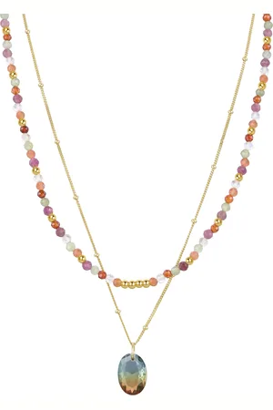 Luxenter Sterling Silber 925 Halskette mit Turmalin Hydrothermalquarz mit 18K Gelbgold Finish - Ridte