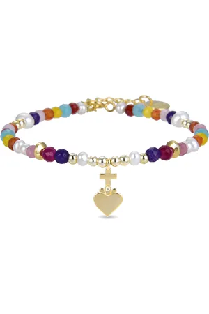 Luxenter 925 Sterling Silber Armband mit Multicolor Kristall in 18K Gelbgold - Nymox