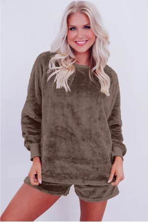 Azura Exchange Damen Gemütlicher Fleece-Pyjama-Set
