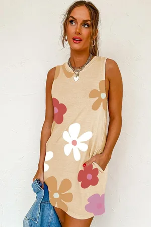 Azura Exchange Aprikose Daisy Blumenmuster Tankkleid
