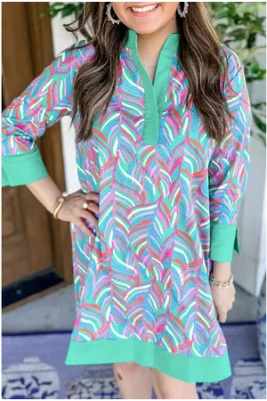 Azura Exchange Damen Shiftkleid mit Palmendruck in