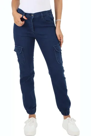 MYT Damen-Jeans mit seitlichem elastischem Bund und Bündchen in dunkler Stonewash-Optik