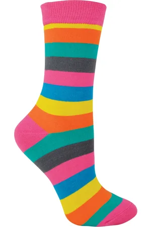 Miss Sparrow Damen Bambus Socken | Neuheit gemusterten gestreiften Polka Dot Socken | Atmungsaktiv weich | Geschenke für Sie - Bright Thick Stripe