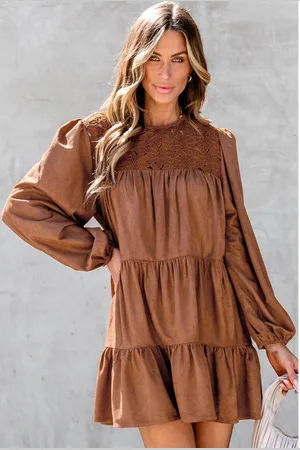 Azura Exchange Kastanienblüten-Spitzen Häkelstufen-Rüschensommerkleid