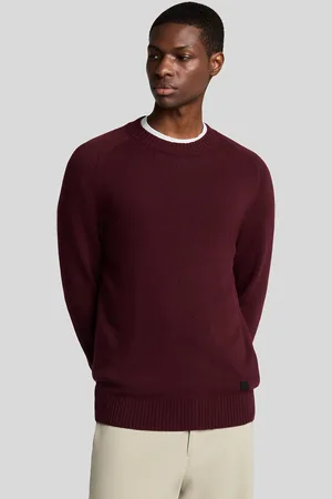 Lyle & Scott Strickpullover mit Rundhalsausschnitt – Burgunderrot