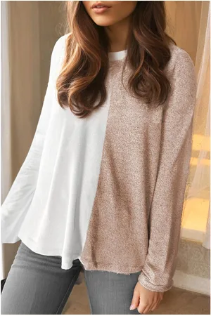 Azura Exchange Farbblock Langarm Crew-Neck Oberteil