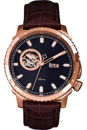 Reign Bauer Automatikuhr mit Semiskelett und Lederarmband