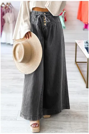Azura Exchange Damen Hohe Taillen Weite Beinform Jeans