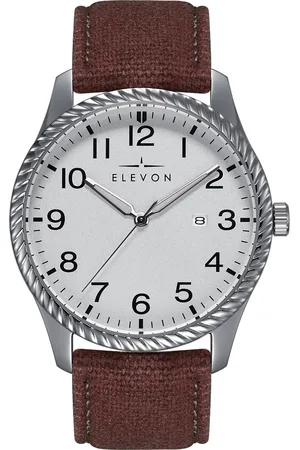 ELEVON Montre Crosswind avec bracelet en cuir recouvert de toile et date