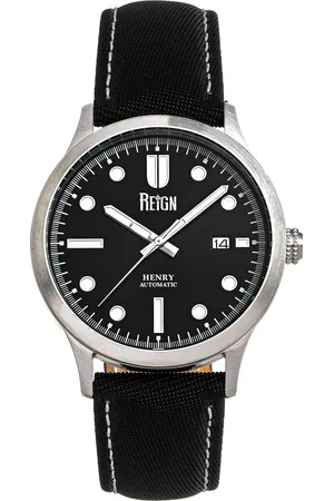 Reign Henry Automatikuhr mit leinenüberzogenem Lederarmband und Datum