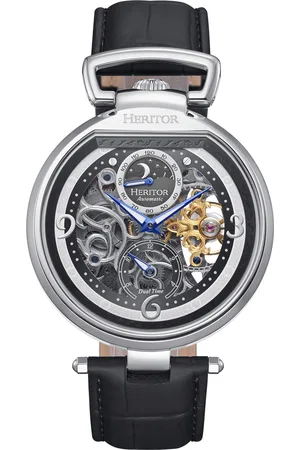 heritor automatic Heritor Automatische Lincoln-Skelettuhr mit Lederarmband und Mondphase