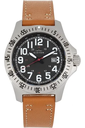ELEVON Montre Aviator avec bracelet en cuir et date