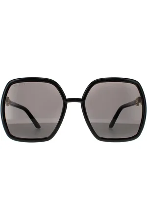 Gucci Quadrat Damen und Gold Grau Sonnenbrille