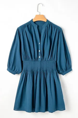 Azura Exchange Türkis Knopfdress aus Baumwolle