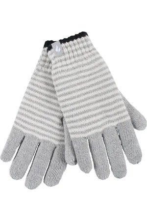 Heat Holders Damen Gestreifte Fleecegefütterte Strickwarme Thermohandschuhe für den Winter