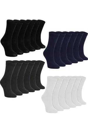 Sock Snob 24 Paar Multipack Kinder-Schulsocken | Gestrickte einfarbige Baumwollsocken in Schwarz/Weiß/Grau/Marineblau für Jungen und Mädchen - Gemischt
