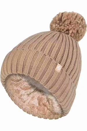 Heat Holders Damen Rippstrick Mütze mit Umschlag und Thermoisolierung mit Pompon