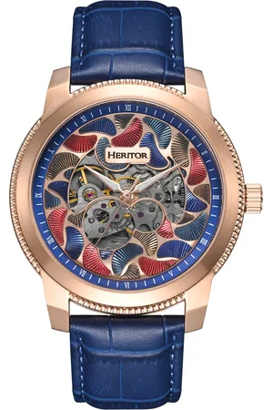 heritor automatic Heritor Automatikuhr Emmanuel Halbskelett mit Lederarmband