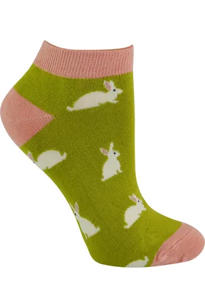 Miss Sparrow Damen Bambus Trainer Socken | | Atmungsaktive Low Cut Socken für Frauen - Kaninchen (Lime)