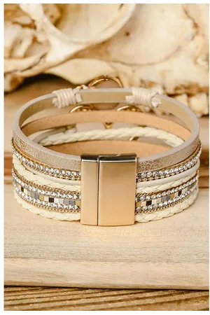 Azura Exchange Damen Bohemian Herz Strass Magnetverschluss Armband aus Legierung in