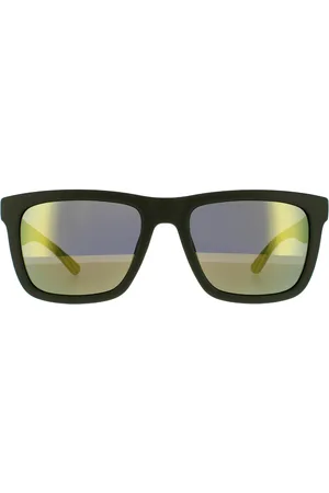 Lacoste Rectangle Mens Matte Green Green Mirror Sonnenbrillen