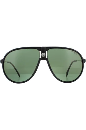 Carrera Aviator Mens Matte Black Green Polarise Lunettes de soleil