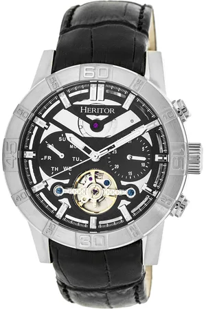 heritor automatic Heritor Automatikuhr Hannibal Halbskelett mit Lederband
