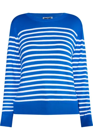 Dreimaster Strickpullover Damen Königsblau Weiss