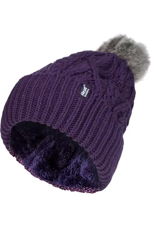 Heat Holders Ladies Ribbed Cuffed Pom Pom Bobble Beanie Mütze mit Fleece-Futter