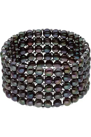 Diadema Armband - Echte Süßwasserperlen - Schwarzer Tahitian Style