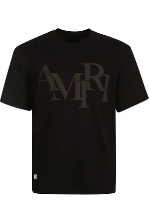 AMIRI Black Staggered Logo Print T-Shirt in