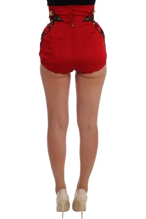 Dolce & Gabbana Kristallbestickte Mini-Shorts aus Seide mit hoher Taille