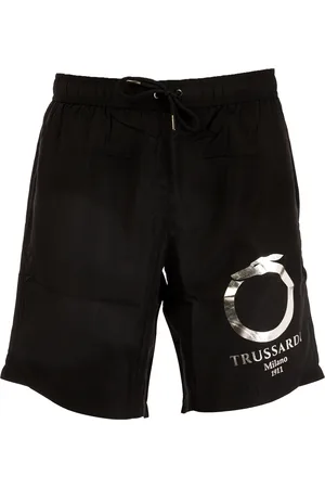 Trussardi LANGE UNIFARBENE HERREN-BADEHOSE MIT LOGODRUCK