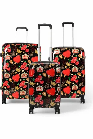 Infinity Erweiterbarer Hartschalenkoffer mit 8 Rädern und schwarzen Rosen