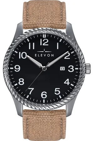 ELEVON Montre Crosswind avec bracelet en cuir recouvert de toile et date