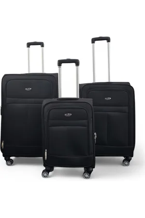 Infinity Erweiterbarer schwarzer Softshell-Reisekoffer mit 8 Rädern