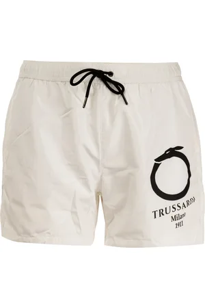 Trussardi KURZE UNIFARBENE HERREN-BADEHOSE MIT LOGODRUCK
